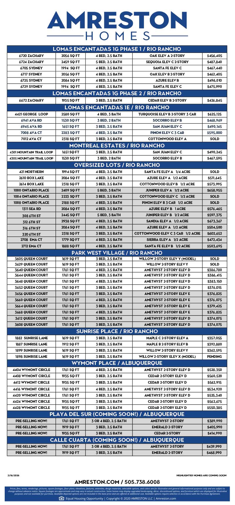 Amreston Move in Ready Homes